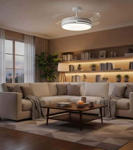 Miniatura 6 de Bel Air Home - Ventilador De Techo Robin, Motor Dc - Aspas Desplegables - Luz Led 36w 3000k 4000k 6500k - Mando A Distancia Incluido Blanco