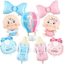 Gender Reveal Decoration Set - Includes Boy or Girl Baby Shower Foil Balloon for Boy or Girl Baby Shower Party Decoration 9 Pcs