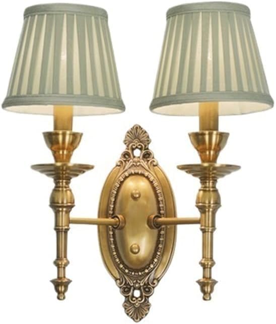 Modern Fresh Bedside Wall Sconces European Simple Art Wall Lamp Retro Brass Interior Decoration Lighting Fixture Brushed Gold Finish with White Fabric Shade for Bedroom Living Room Hallway