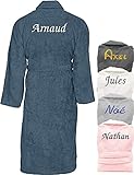 KDO MAGIC Personalisierter Bademantel für Mann - Bademantel mit Vornamen bestickt - Frottee Material - Mehrere Farben - Geschenk für Papa Weihnachten, Geburtstag, Vatertag (XL, Blau)