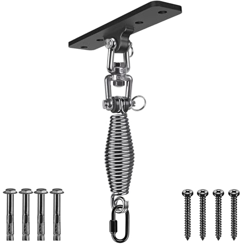 Dolibest Heavy Bag Hanger, Wall Ceiling Mount Hook 360° Rotation Wood Beam Holder Body Weight Strength Training Systems, Wood Beam Holder with Spring and 1 Carabiner, 4Wood Screws for Wooden Sets by Dolibest - Used condition - CA$27.97