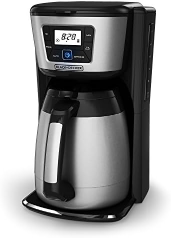 BLACK+DECKER 12-Cup Thermal Coffeemaker, Black/Silver, CM2035B & Coffee Grinder One Touch Push-Button Control, 2/3 Cup Bean Capacity, Stainless Steel
