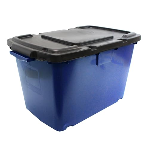 All-Green Coral 55 Litre Blue Outdoor Kerbside Waste Recycling Box/Storage Box - With Lid Combination (Box & Black Lid)