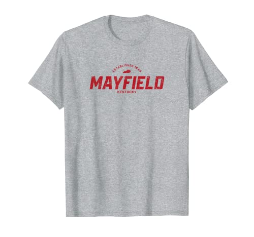 Mayfield Kentucky KY Vintage Athletic Rojo Deportes Logo Camiseta