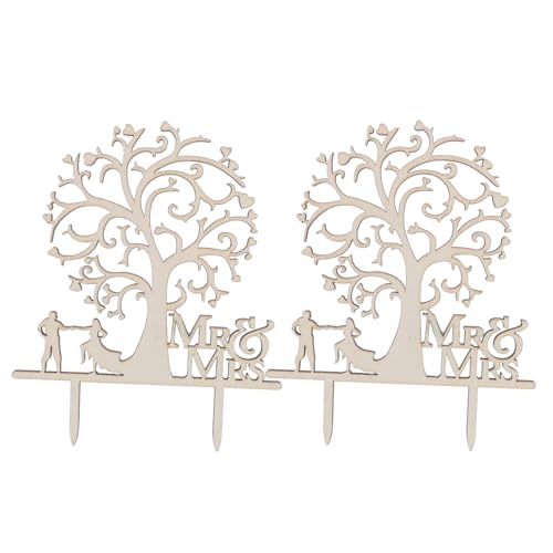 INOOMP 2 Piezas Decoración de Bodas en el Campo Compromiso de Vacaciones señales de Aniversario rústico Decoración del Aniversario Placa de Aniversario Estatua romantica de Madera Beige