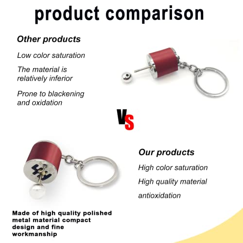 Image of stymart Shifter Gear Keychain, 6 Speed Gear Box Shifter Keychain Key chain Ring, Mini Car Gear Shift Stick Knob Keyring, Car Key Fob Keychain Accessories(Red)