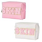 Burskit Preppy Patch Skin & Skin Portable Makeup Bag Bulk Pu Leather Cosmetic Bag Waterproof Travel