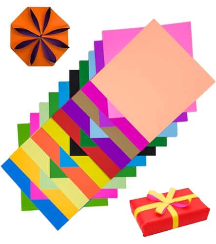 TAKONE Origami Papier Zweifarbig 15x15 – 70 Blatt In 10 Neonfarben, Beidseitiges Bastelpapier Quadratisch Für Faltfiguren, Karten Und Kreatives Basteln (shiwu)