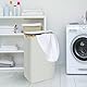 Bellzacasa Wäschekorb mit Deckel, 110L groß Wäschebox mit Bambus Henkel und Herausnehmbaren Wäschesack Laundry Basket with Lid, Faltbarer Wäschekörbe Waschekorbsammler mit Deckel (Beige)