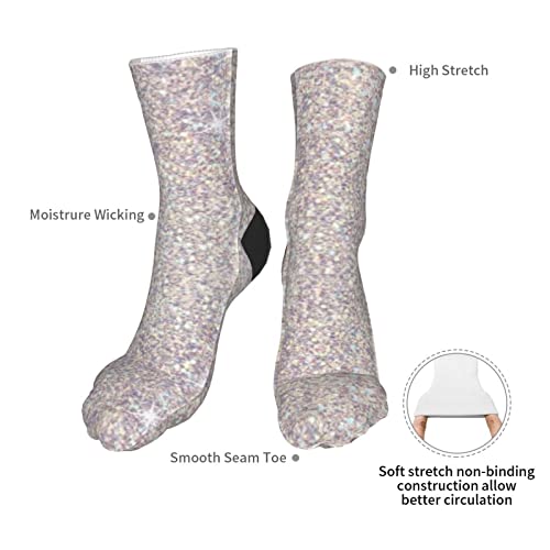 Aotose Mermaid Silver Glitter Sparkles Men's Athletic Ankle Socks Cushion Running Socks For Men&Women Cotton Socks Crew Socks, Black (11028) #TOP3