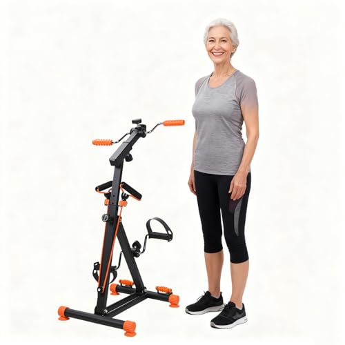 Image of 4-in-1 Adjustable Exercise Bike for Home Rehabilitation, Upper & Lower Limb Training Machine with 3-Gear Angle, 4-Gear Height & Resistance, Lightweight Compact Physiotherapy Station for Seniors, Recov