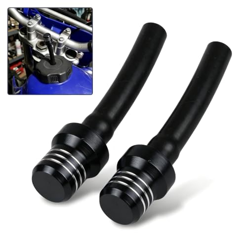 nvojeaf 2 PCS Car Fuel Tank Cap Air Vent Hoses, CNC Alloy Leakproof Breather Hose with Chekc Ball, One-way Valve Pressure Balance Flexible Tube, for 50cc 110cc 70cc 125cc ATVs Motorcycles (Black)
