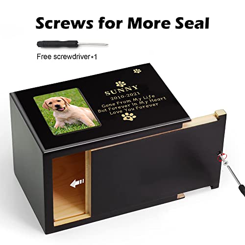 Custom Pet Urns, Personalized Pet Urns For Dogs Ashes, Personalized Cat Dog Memorial With Picture Wood Casket Cat Urns For Ashes Memory Box For Keepsakes Cremation Pets Box For Animal Ashes (Black) #TOP3