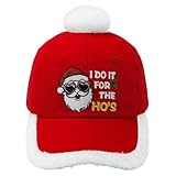 LOTBTRII Santa Hat Embroidered I Do It for The Ho's Funny Inappropriate Christmas Men Women Santa Baseball Cap with Fuzzy Fur Pom