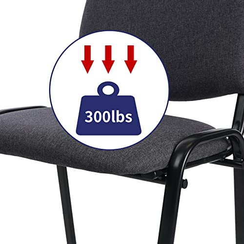 CLATINA Set of 5 Pack Waiting Room Chairs Fabric Grey Stackable Chairs Metal Frame with Thickened Seat Back Cushion for Waiting Conference Room Guest Chairs - Thumbnail 7