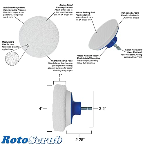 Rotoscrub 7 Pack Drill Brush Set For Deep Cleaning, Scratch Resistant, Bathroom, Oven, Countertops, Sinks, Soap Scum, Tile, Boats, Patio Furniture & More #TOP4