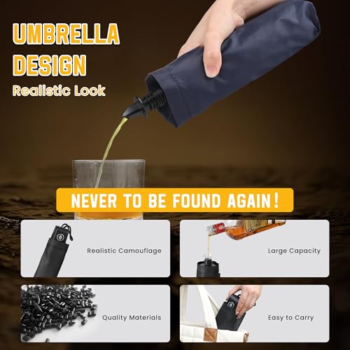 2 Pack Hidden Flask With Realistic Umbrella Look for Beach, Theme Parks, Sports Events - 28oz Large Capacity Plastic Flask for Adults to Hidden Alcohol Secretly (Includes Funnel and Spout)