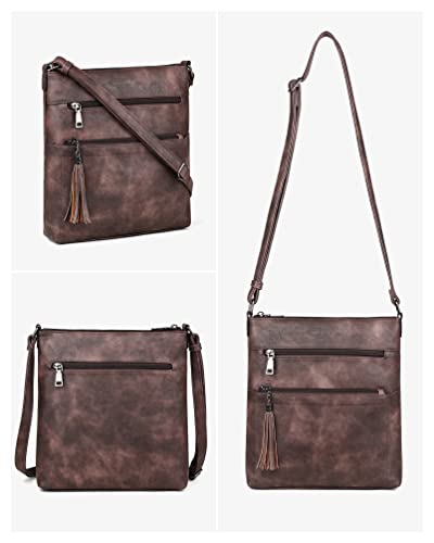 Image of MASINTOR Crossbody Purses for Women, Multi Pocket Casual Crossbody Bag, Adjustable Strap Shoulder Bag with Tassel