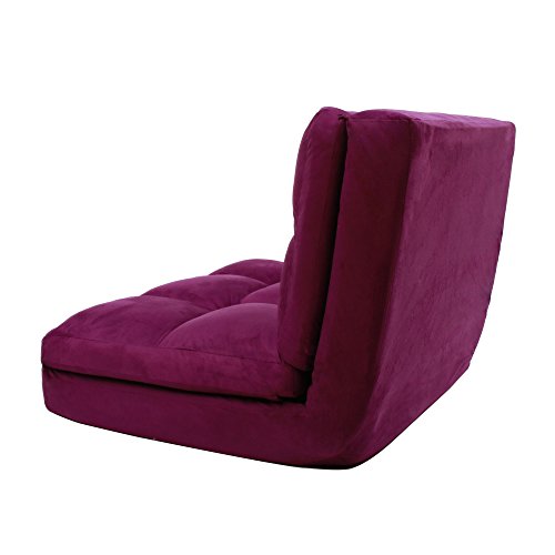 Loungie Micro-Suede 5-Position Adjustable Convertible Flip Chair, Sleeper Dorm Bed Couch Lounger Sofa, Purple #TOP5