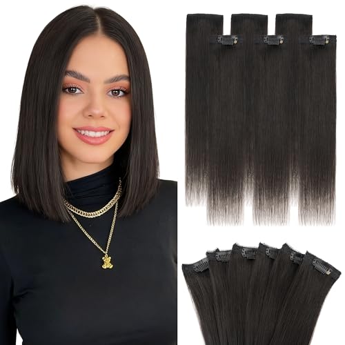 S-noilite Clip in Short Hair Extensions Remy Real Human Hair