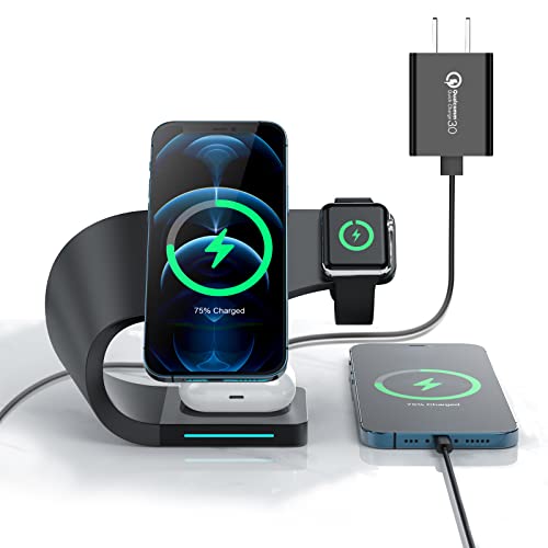 Carregador sem fio para Apple Magsafe Suporte 15W Fast 3 em 1 estação de carregamento sem fio para v