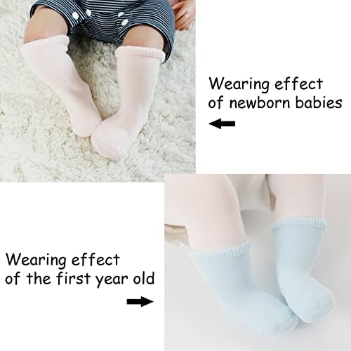 3 Pairs Toddler Girls Thermal Socks for 0-1 Years Old Baby, Infant Toddler Grip Sock Non Skid Natural Cotton Thick Winter Warm Sock Anti-Slip Fuzzy Slipper Floor Breathable Socks for Baby Newborn Kids