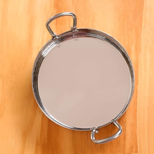 Image of Nestasia Stainless Steel Round Serving Dishes Set of 3 (480ml, 700ml, 1000ml) - Hammered Flat-Base Steel Serving Bowl with Dual Handles | Rust, Stain & Scratch Resistant Serveware with Glossy Finish