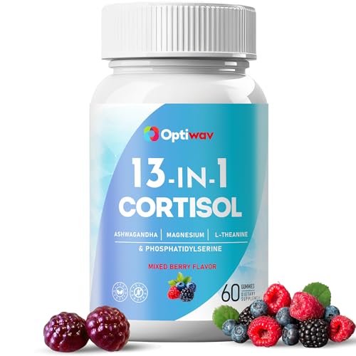Optiwav Cortisol Reducer Gummies for Women Men - 13-in-1 Daily Cortisol Detox Manager Supports