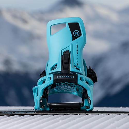 Nidecker Supermatic Snowboard – Universelle, doppelt einsteckbare automatische Bindung – Komfortabel und zuverlässig wie eine Klassische Zwei-Riemen-Bindung - Escape Cyan