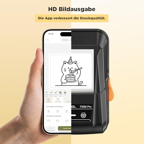 SUPVAN T50M Pro Etikettendrucker Bluetooth mit wasserfeste breite Etiketten, Handys- und PC-kompatibel, für Einzelhandel, Büro, Organisation, Schule und Zuhause