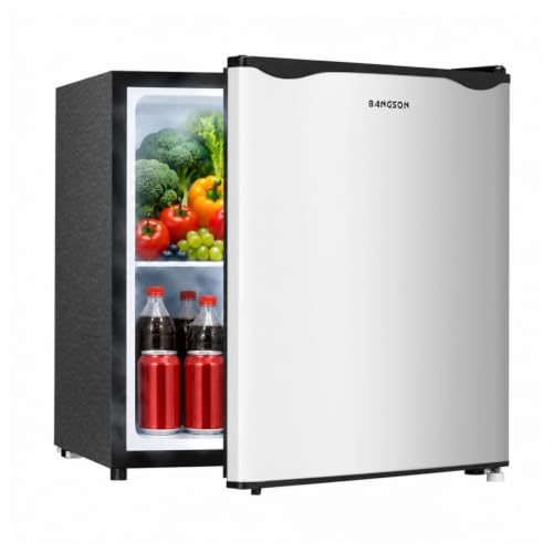 BANGSON 1.7 Cu.Ft Mini Fridge with Freezer for Dorm Office,Silver