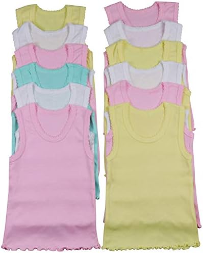 ToBeInStyle Girls' 4 Pack Ruffle Hem Tank Tops - Pastel - Size 5