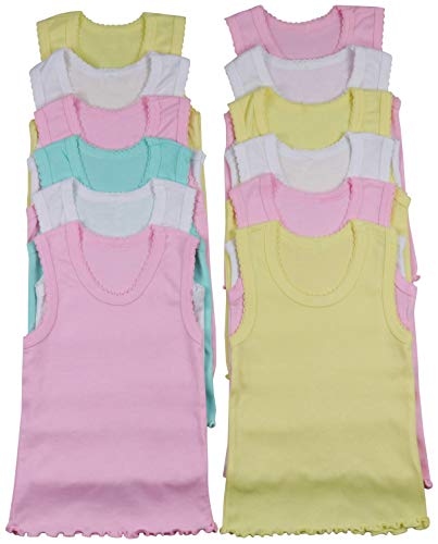 Image of ToBeInStyle Girl's 4 Pack Ruffle Hem Cotton Tank Tops