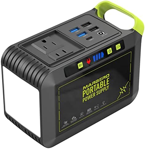 MARBERO 88Wh Portable Power Station 24000mAh Camping Solar Generator(Solar Panel Not Included) Lithium Battery Power 110V/80W AC, DC, USB QC3.0, LED Flashlight for CPAP Home Camping Emergency Backup