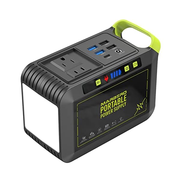 MARBERO Portable Power Station 88Wh Camping Lithium Battery Solar Generator Fast Charging with AC Outlet 120W Peak Power Bank(Solar Panel Optional) for Home Backup Outdoor Emergency RV Van Hunting