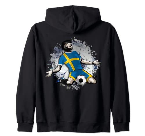 Sweden Soccer Fans Jersey- -Proud Swedish Football Lovers Zip Hoodie, Black