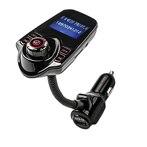 strir mains mibres Transmetteur FM Bluetooth Voiture sans d'installation, lecteur MP3/émetteur FM pour voiture, chargeur USB avec audio de 3.5 mm Mic du port, emplacement pour carte TF
