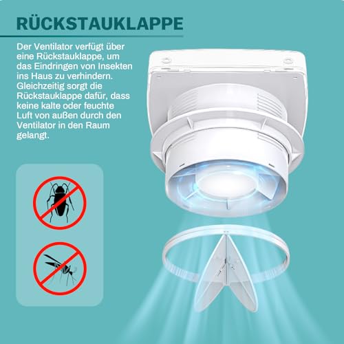 Aérateur de salle de bain 100 mm avec clapet anti-retour et câble 3m