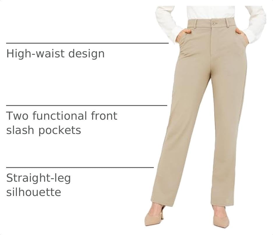 Image of Bamans Dress Pants Women Work Business Office Straight Leg Slacks