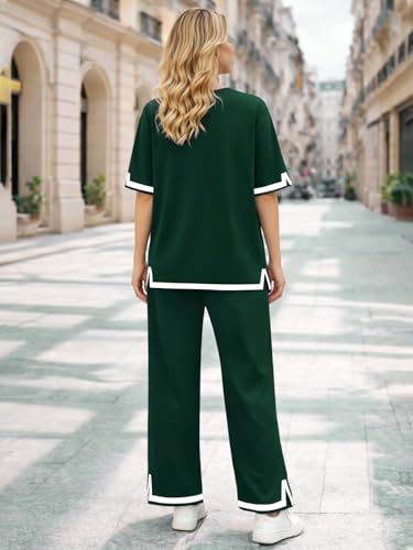Image of TYSORT Women Casual Summer co ords Set Track Suit Oversized Top Baggy Pant,Top and Pajama Set