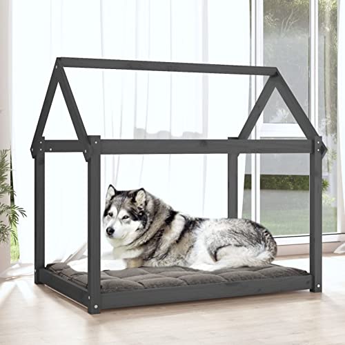 GuyAna Hundebett aus massivem Kiefernholz, Grau, 111 x 80 x 100 cm, Hundesofa aus Holz-3