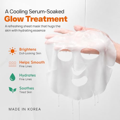 Image of Skin 2.0 Collagen Face Mask With Vitamin C + Aloe & Cucumber - Dermatologist Tested, Anti Aging, Korean Skin Care - Moisturizes, Firms, Soothes & Helps Reduce Dark Spots - Vegan Clean Beauty, 10 Count