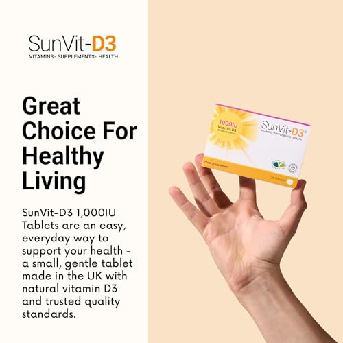 SunVit-D3 Vitamin D3 1000 iu - High Strength Vitamin D Tablets Support the Maintenance of Bone, Teeth, Muscle & Immune System | Made in UK & GMP Approved | Dairy & Gluten free - D3 Vitamins 28 Tablets - Image 5