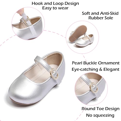 Image of PHIRAMIN Toddler Flower Girl Dress Shoes - Little Girl Mary Janes Flats Wedding
