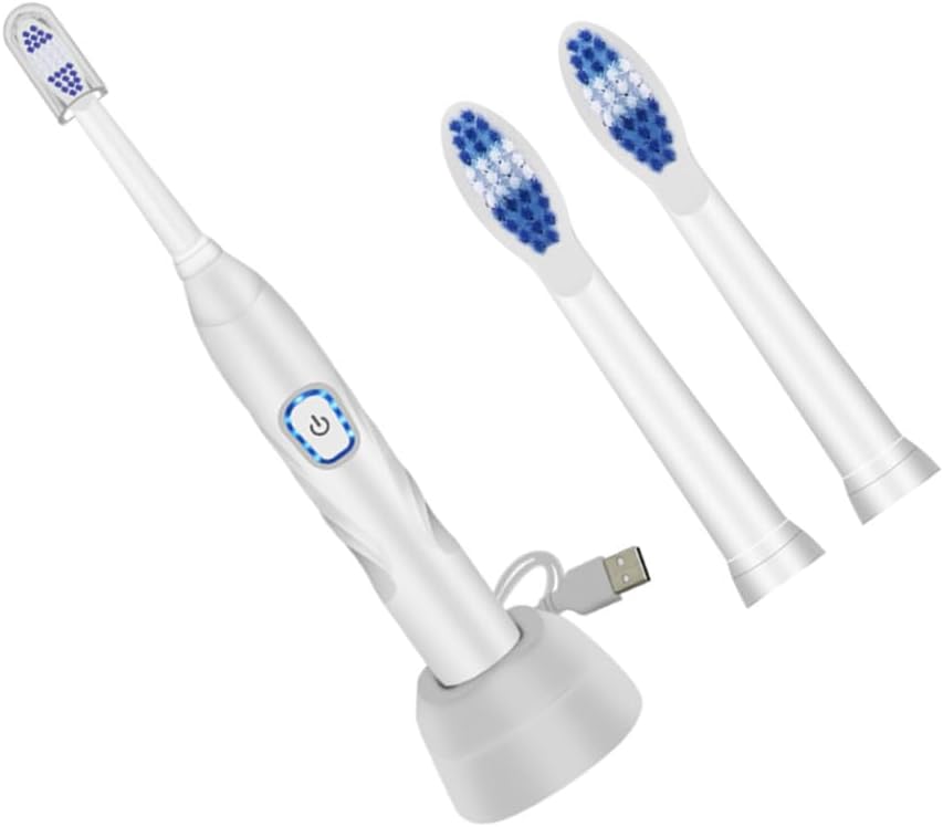 Healeved 1set Boy Girl USB Charging Electric Toothbrush Bristle Brush Timer and Three Cleaning Modes for Oral Care White