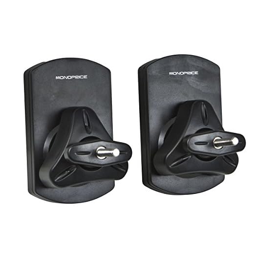 Monoprice Low Profile 22 lb. Capacity Speaker Wall Mount Brackets (Pair) Black