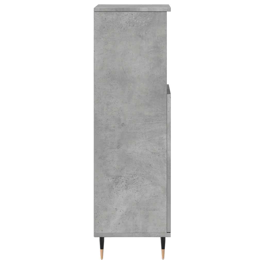 Armario de baño gris cemento, 30 x 30 x 100 cm, madera con patas de hierro, diseño moderno, resistente y duradero, para baño, invitados, inodoro, pasillo