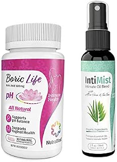 NutraBlast Boric Acid Suppositories 600mg (30 Count) w/Intimist Essential Oils Blend Spray