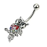 100% nuevo y de alta calidad skyllc® Crystal Búho Cuerpo Anillo Piercing en el Ombligo de la joyería Cadenas Belly