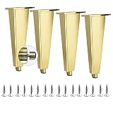 HHWEA Pieds De Canapé De Meubles en Métal, Meuble De Table Basse De Style Minimaliste, Pieds en Métal, Charnière De Lit Robuste, Remplacement du Pied, avec Vis De Montage,Gold-8CM